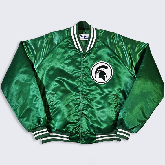 Michigan State Spartans Vintage 80s Chalk Line Satin Bomber - MSU