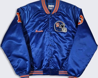 Denver Broncos Vintage 80s Chalk Line Satin Bomber Jacket