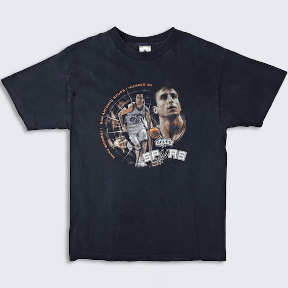 San Antonio Spurs Vintage Y2K Manu Ginobili T-Shirt - Black Color Tee - Argentina Legend - Men's Size : Medium ( M ) - Free Shipping