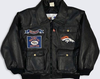 Denver Broncos Vintage 80s Chalk Line Satin Bomber Jacket - NFL