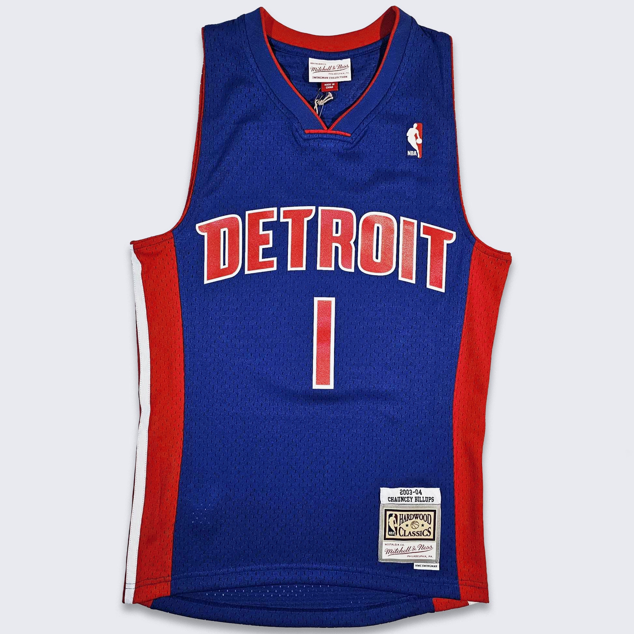 Dennis Rodman Detroit Pistons Mitchell & Ness Hardwood Classics Stitch Name  & Number T-Shirt - Blue