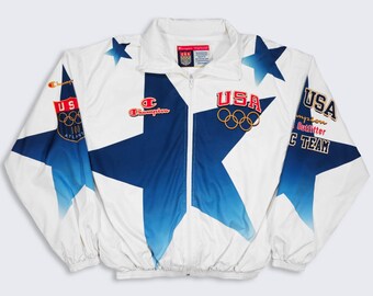 USA Olympics Vintage 90s Champion Windbreaker Track Jacket