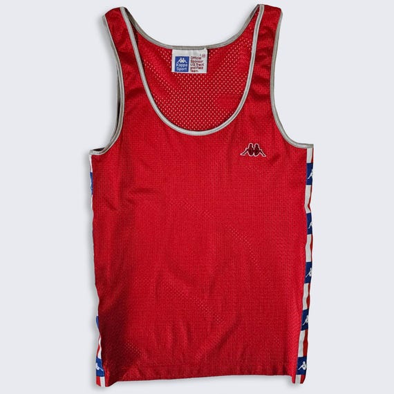 USA Olympics Vintage 80s Kappa Track & Field Tank Top Singlet Shirt - Carl Lewis 1984 Los Angeles Games - Men's Size :  48 - Free SHIPPING