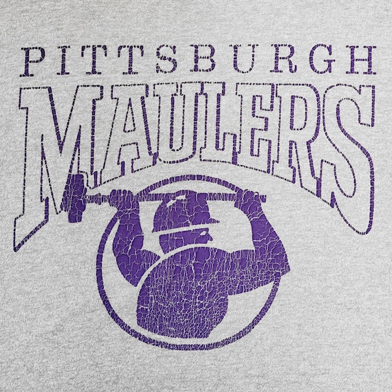 Pittsburgh Maulers Vintage 80s USFL T-Shirt - Single Stitch Gray Screen Stars Tee - Made in USA - Men's Size Large - Free SHIPPING
