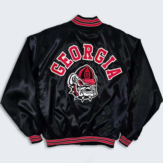 Georgia Bulldogs Vintage 90s Satin Bomber Varsity Jacket - UGA University Football Hartwell Coat - Made in USA - Men's: XL - Free Shipping