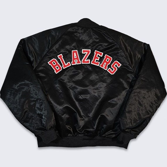 Portland Trail Blazers Vintage 80s Chalk Line Satin Bomber Jacket - NBA Basketball Coat - Quilted Lining - Made in USA - XL - Free Shipping