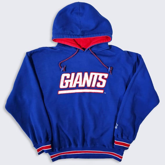 New York Giants Vintage 90s Starter Hoodie Sweatshirt - Blue Color NFL Football Sweater Shirt - Size Men's : Large ( L ) - Free SHIPPING