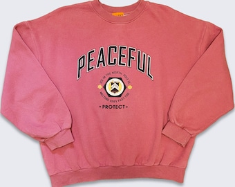 Environmentalist Peaceful North Pole Sweatshirt - Save the Polar Bears - Ice Caps are Melting - Red Sweater - Size Fits Large -FREE SHIPPING