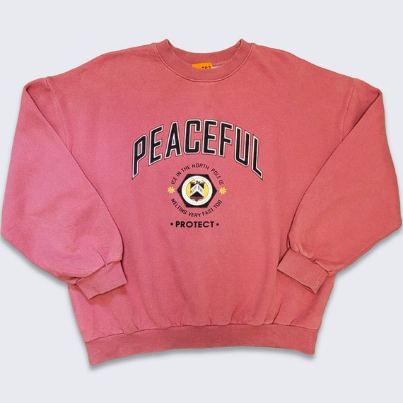 Environmentalist Peaceful North Pole Sweatshirt - Save the Polar Bears - Ice Caps are Melting - Red Sweater - Size Fits Large -FREE SHIPPING