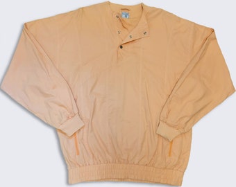 Vintage 90s Peach Pullover Track Jacket - Maier - Peach Colored Pullover Light Coat - Men's Size XL - FREE SHIPPING