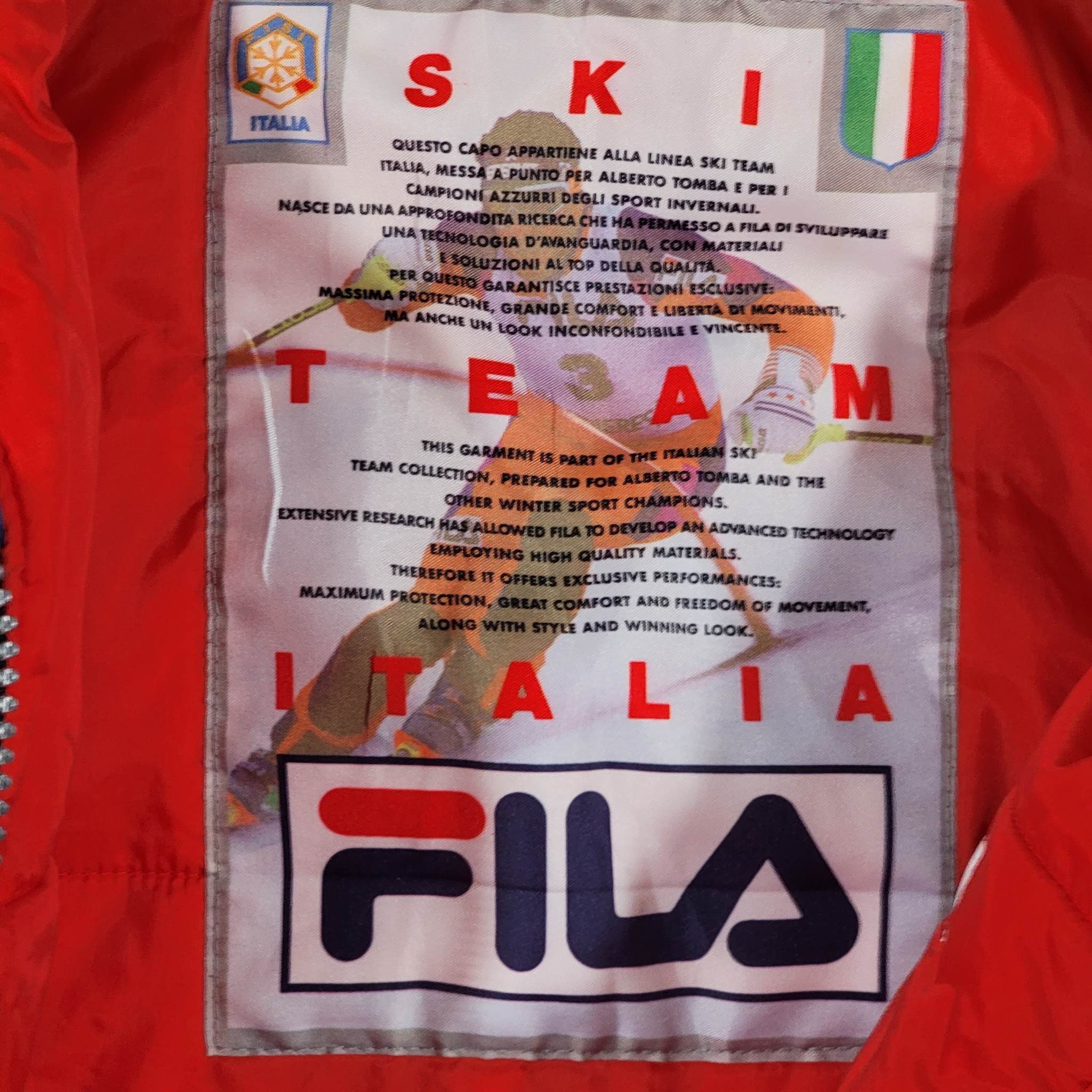 Fila Vintage 90s Italy Ski Team Jacket - Red, Blue & Green Fila Vintage 90s Italy Ski Team Jacket - Red, Blue & Green