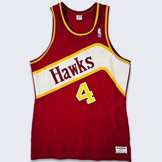 Atlanta Hawks Vintage 80s Spud Webb Sand Knit Basketball Jersey