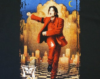 Michael Jackson Vintage 90s King of Pop Tour T-Shirt - History World Tour 1997 Europe Tee - Single Stitch - Size Fits Large - FREE SHIPPING