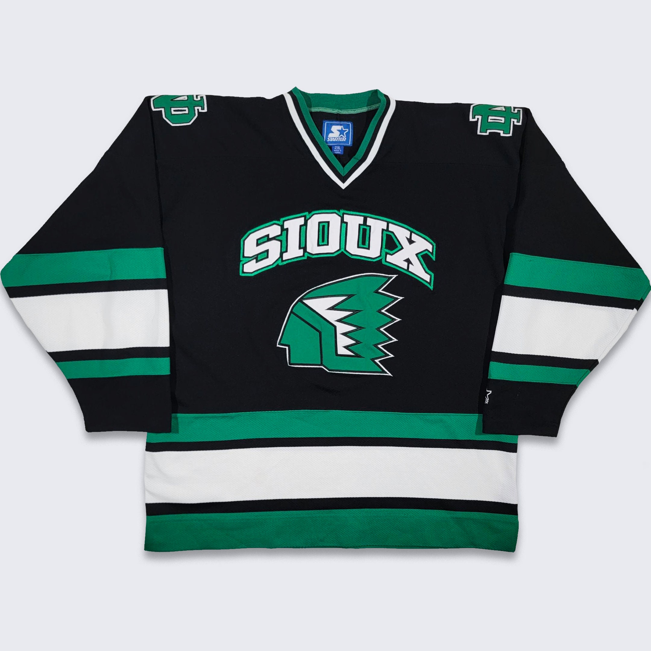 North Dakota Sioux Vintage Hockey Jersey Has Fight Strap 
