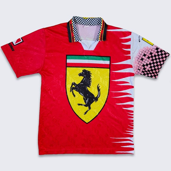 Ferrari Vintage 90s Racing Soccer Jersey Shirt - Mitica - Bridgestone Tires - Formula One Racing - Men's Size Small ( S ) - Free Shipping