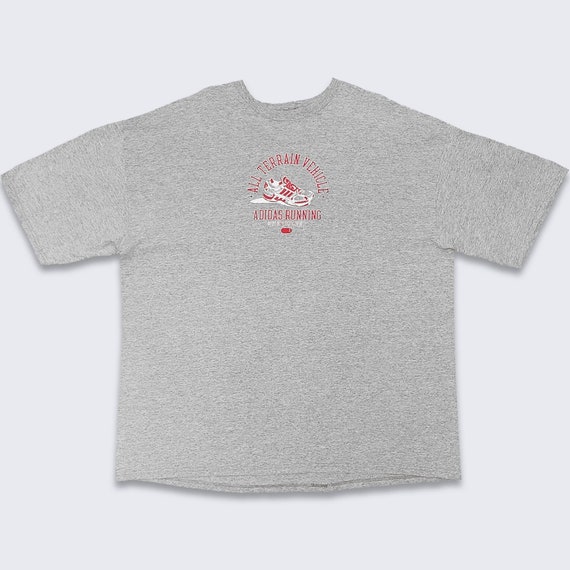 Adidas Vintage All Terrain Vehicle Running Shoes T-Shirt - Gray Color - Tee Made in Mexico - Size Men's 2XL ( XXL ) - FREE SHIPPING