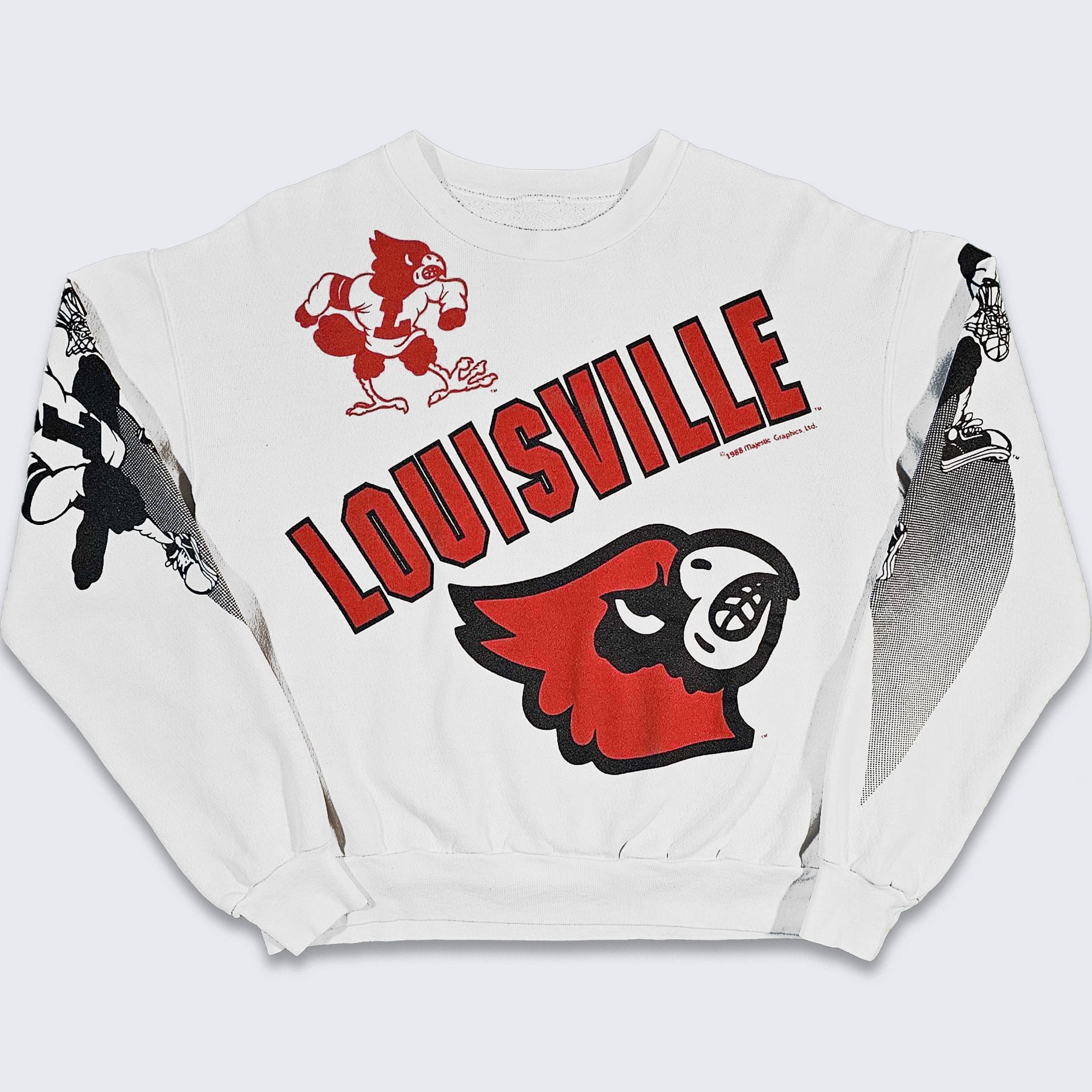 Louisville Cardinals Vintage 80s AOP Basketball Sweatshirt