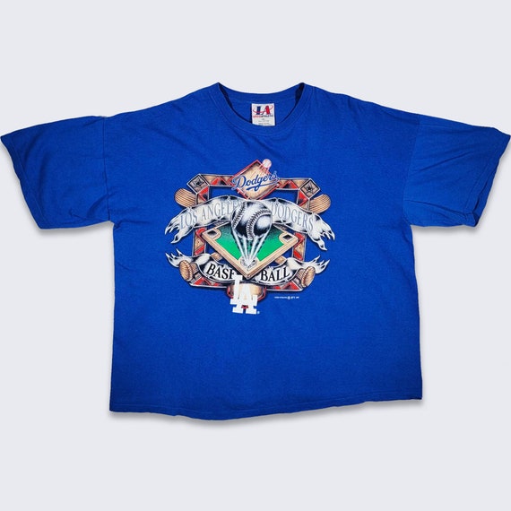 Los Angeles Dodgers Vintage 90s Logo Athletic T-Shirt - MLB Baseball Blue Tee - Made in USA - 100% Cotton - Size Men's Xl - FREE Shipping