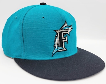 Florida Marlins Vintage 90s New Era Fitted Baseball Hat - 100% Wool - 5950 Pro Model MLB Cap - Made in USA - Size 7 3/8 - FREE Shipping