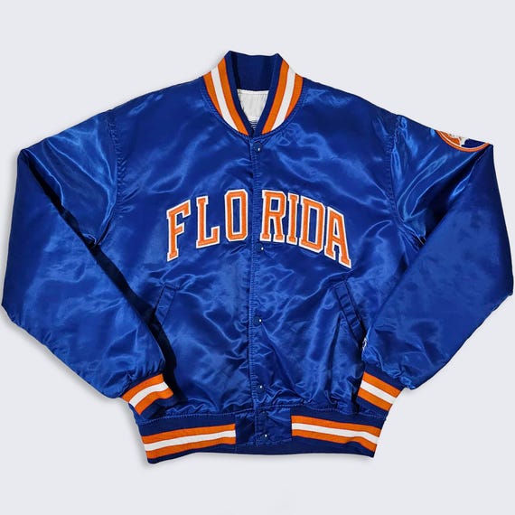Florida Gators Vintage 80s Starter Satin Bomber Jacket - Made in USA - University College Coat - Size Men's : Medium ( M ) - Free Shipping