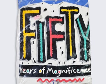 Hanes Vintage 90s Fifty Years of Magnificence T-Shirt - Heavyweight 50/50 - NWT - Birthday Party - Size Men's : Large ( L ) - Free SHIPPING