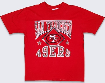 San Francisco 49ers Vintage 80s Artex T-Shirt - NFL Football - Single Stitch Red Tee - Made in USA - Unisex - Men's Size S -   Free SHIPPING