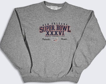 Super Bowl XXXVI Vintage Y2K Logo Athletic Sweatshirt - New England Patriots vs St Louis Rams - Embroidered - Men's Large - FREE Shipping