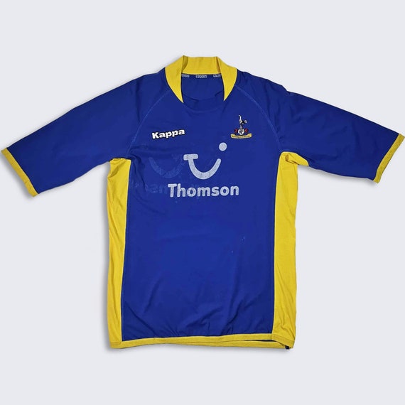 Tottenham Hotspur Vintage Y2K Kappa Soccer Jersey - 05/06 Away Blue & Yellow Kit Shirt - Made in Romania - Size Men's : XXL  - Free Shipping