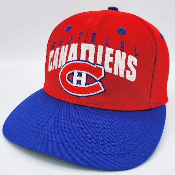 Montreal Canadiens Vintage 90s The Game Strapback Hat - Leather Strap - NHL Hockey Red Baseball Style Cap - One Size Fits All -FREE SHIPPING