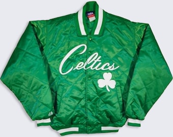 Boston Celtics Vintage Y2K Majestic Quilted Satin Bomber Jacket