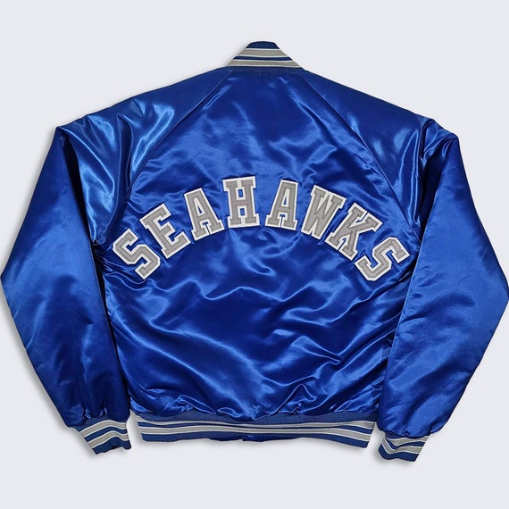 Seattle Seahawks Vintage 80s Chalk Line Satin Bomber Jacket - Made in USA - NWT - Deadstock - Men's Size : Small ( S ) - Free SHIPPING
