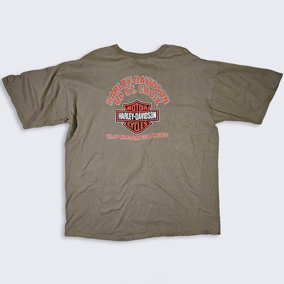 Harley Davidson Vintage Y2K Virgin Islands T-shirt - Gray Color