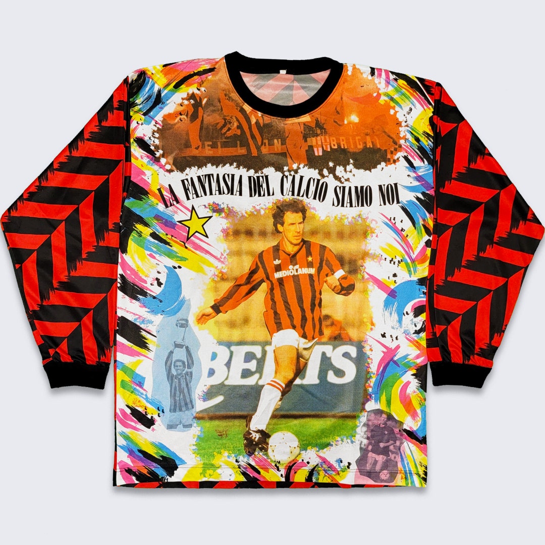 Franco Baresi Vintage 90s Tribute Soccer Jersey - Red and Black