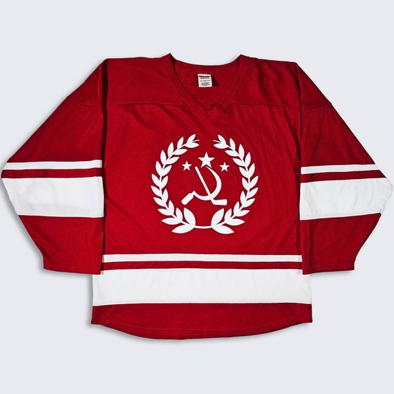CCCP Vintage USSR Soviet Union Communist Russia Hockey Jersey - Athletic Knit Uniform Shirt - Size Men's : Large ( L ) - FREE Shipping