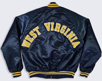 West Virginia Mountaineers Vintage 80s Chalk Line Satin Bomber Jacket