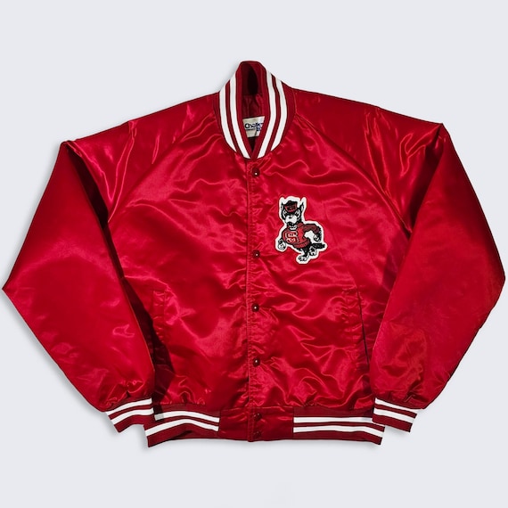 North Carolina State Wolfpack Vintage 80s Chalk Line Satin Bomber Jacket