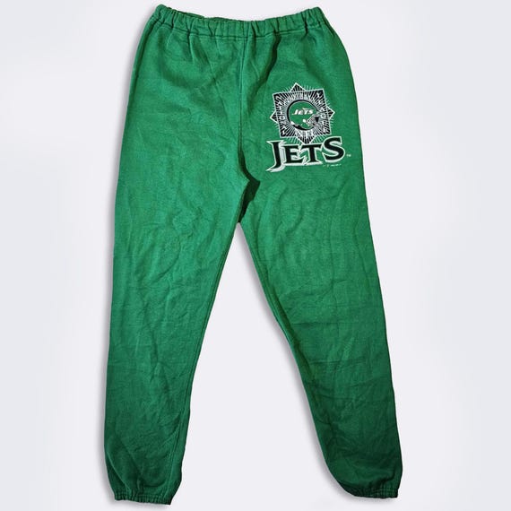 New York Jets Vintage 90s Logo 7 Sweat Pants Joggers - Green Heavy Weight Bottoms - Made in USA - Men's Size : Large ( L ) - Free Shipping