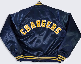 San Diego Chargers Vintage 80s Chalk Line Satin Bomber Jacket