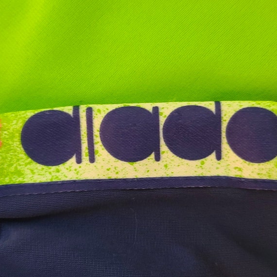 Diadora Vintage 90s Lime Green & Navy Blue Track Jacket