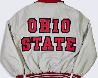 Ohio State Buckeyes Vintage 70s Football Varsity Bomber Jacket - Agler-Davidson - Stitched On Logo - Men's Size : Medium (M) - Free SHIPPING