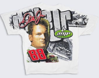 NASCAR Vintage Y2K Dale Earnhardt Jr AOP T-Shirt - All Over Print Racing Chase Authentics Tee - Men's Size : 2XL / XXL - Free Shipping
