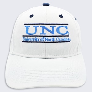 North Carolina Tar Heels Vintage 90s Game Split Bar Snapback Hat - UNC - White Color Baseball Style Cap - One Size Fits All - FREE SHIPPING