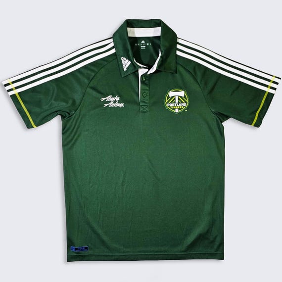 Portland Timbers Adidas Team Authentic Polo Soccer Jersey - Rare Sample - Green Uniform Shirt - Size Men's : Medium ( M ) - FREE SHIPPING