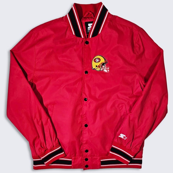 San Francisco 49ers Starter Black Label Windbreaker Jacket - NFL Football Light Weight Coat - Size Men's : Large ( L ) - Free Shipping