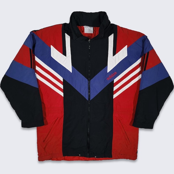 Adidas Vintage 90s Color Block Jacket - Red Blue … - image 1
