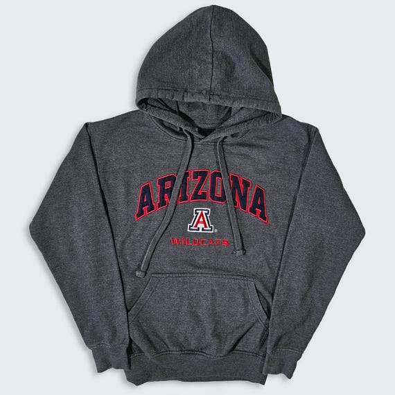 Arizona Wildcats OVB Stitched Embroidered Hoodie Sweatshirt - College University Gray Color Pullover - Men's Size: Small (S) - FREE SHIPPING