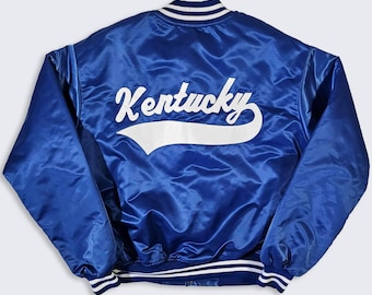 Kentucky Wildcats Vintage 90s Satin Bomber Jacket - UK University Jacket Factory Varsity Coat - Men's Size: Extra Large (XL) - Free Shipping