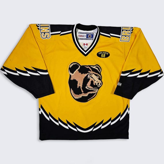 Boston Bruins Vintage 90s Pooh Bear CCM Hockey Jersey - Very Rare Logo - NHL Officially Licensed - Size Men's : Large ( L ) - FREE Shipping
