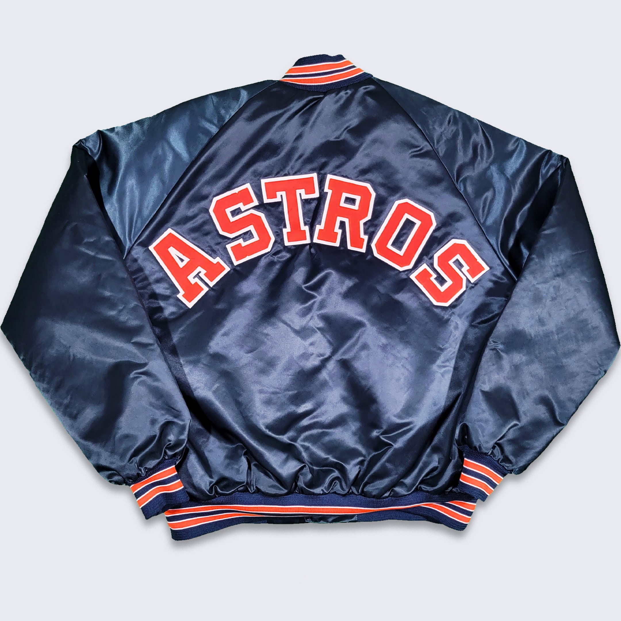 Men's Houston Astros Starter Navy/Orange Varsity Tri-Color Satin Full-Snap  Jacket