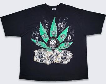 Rap Vintage 00s Thugs Marijuana Weed Money T-Shirt - Eazy E - 2pac Tupac - Biggie Smalls - Mac Dre - RIP - Size 3XL ( XXL ) - Free Shipping